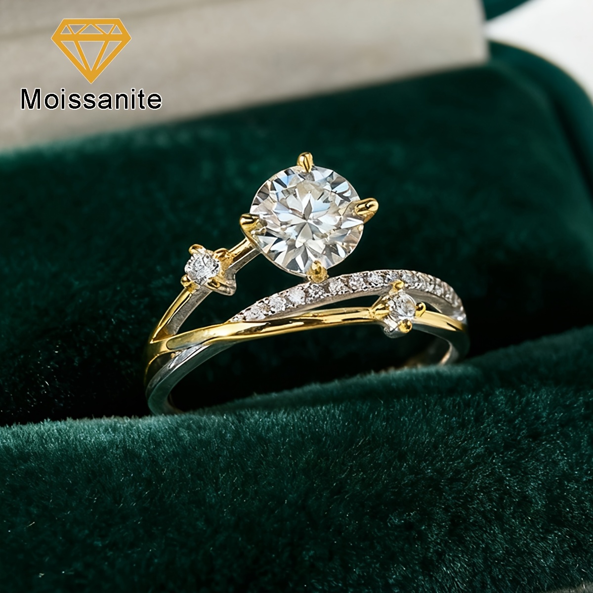 Women's 1ct Moissanite Promise Wedding Engagement Ring